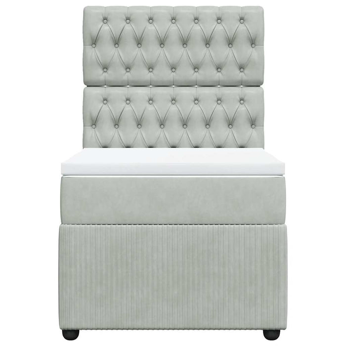 Giroletto a Molle con Materasso Grigio Chiaro 100x200cm Velluto