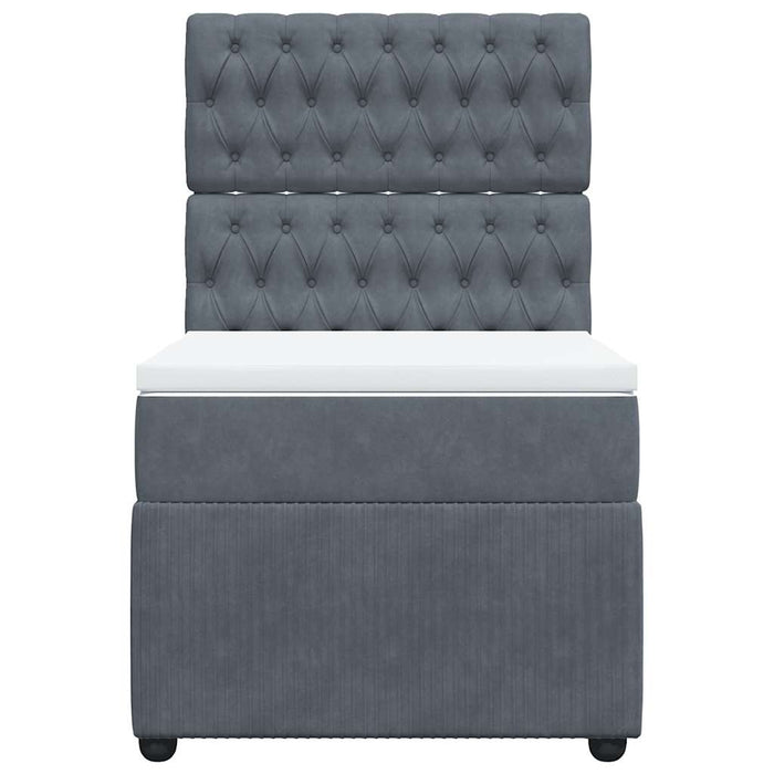 Giroletto a Molle con Materasso Grigio Scuro 100x200 cm Velluto