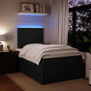 Giroletto a Molle con Materasso Nero 120x190 cm in Velluto