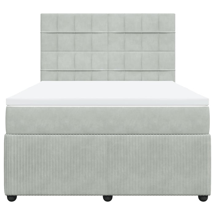 Giroletto a Molle con Materasso Grigio Chiaro 140x190cm Velluto 3294634