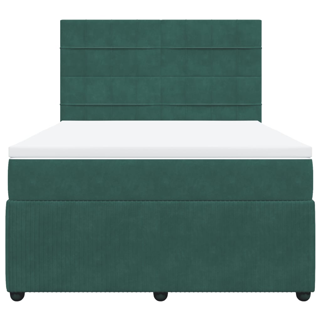 Giroletto a Molle con Materasso Verde Scuro 140x190 cm Velluto 3294637