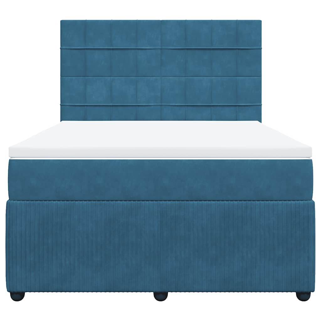 Giroletto a Molle con Materasso Blu 140x190 cm in Velluto 3294638