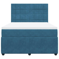 Giroletto a Molle con Materasso Blu 140x190 cm in Velluto 3294638