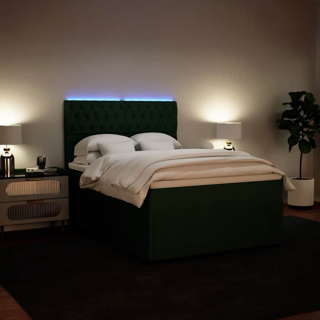 Giroletto a Molle con Materasso Verde Scuro 140x190 cm Velluto 3294643