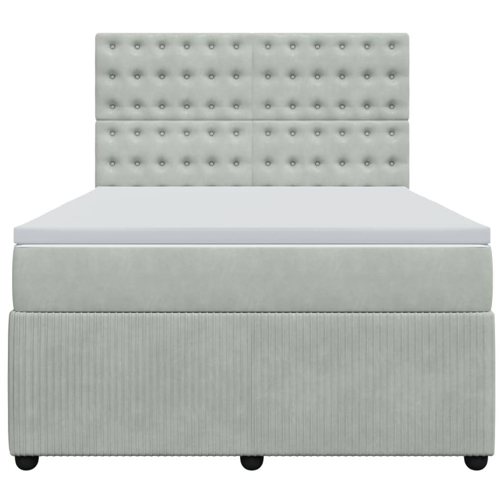 Giroletto a Molle con Materasso Grigio Chiaro 140x190cm Velluto 3294646