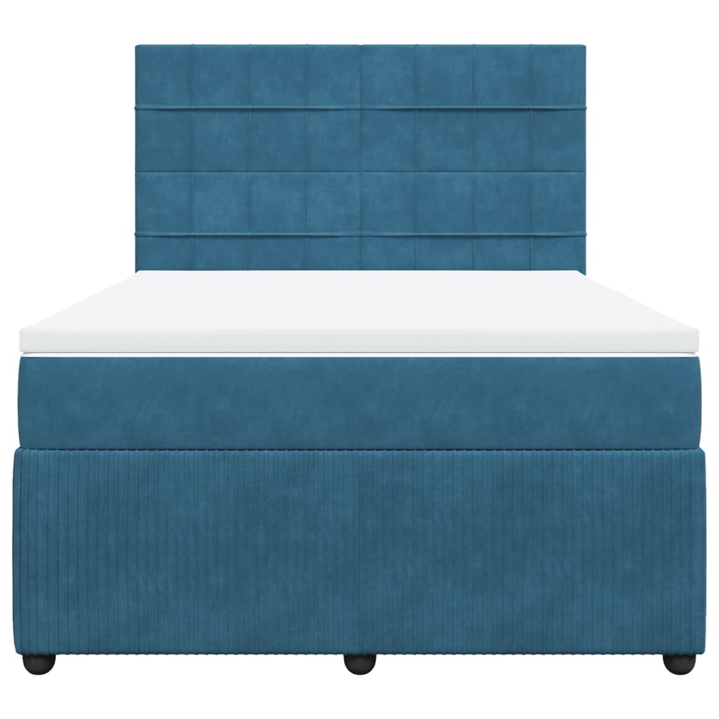 Giroletto a Molle con Materasso Blu 140x200 cm in Velluto 3294662