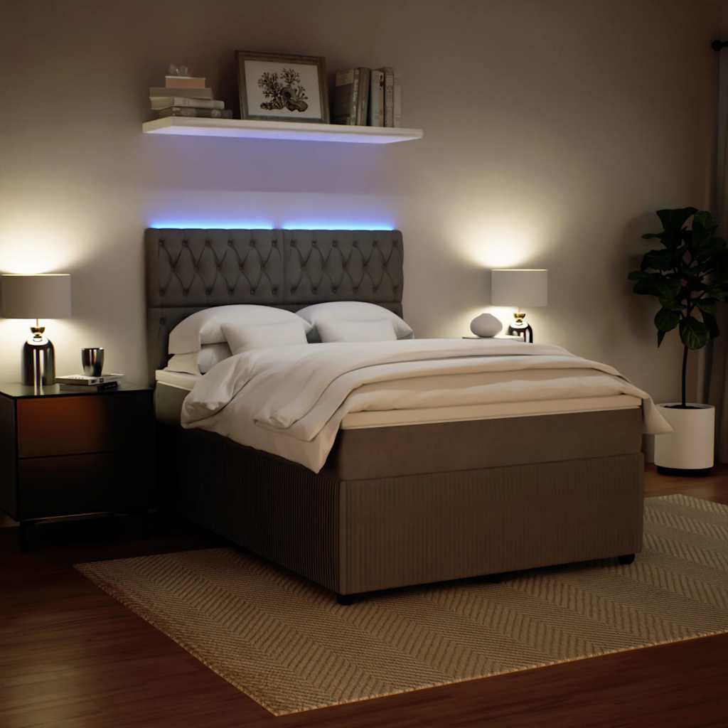 Giroletto a Molle con Materasso Grigio Chiaro 140x200cm Velluto 3294664