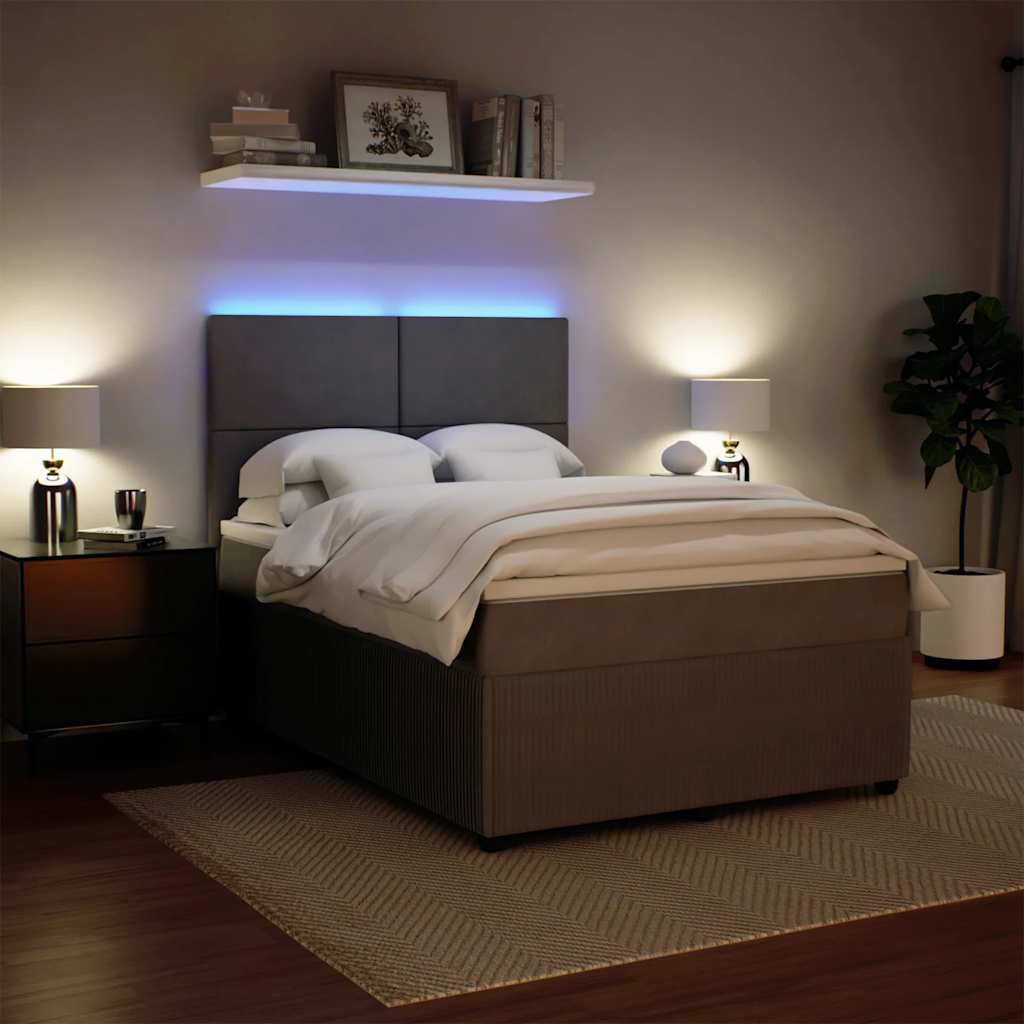 Giroletto a Molle con Materasso Grigio Chiaro 160x200cm Velluto 3294676