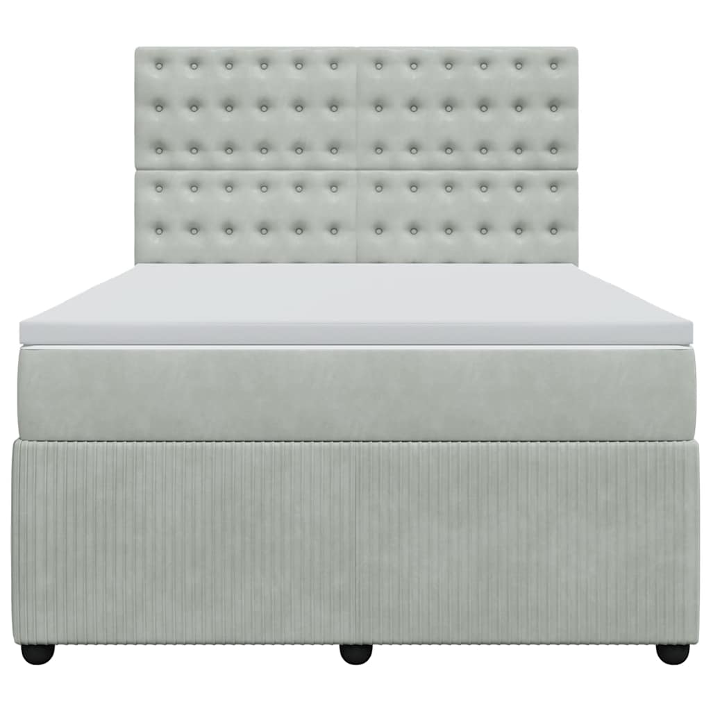 Giroletto a Molle con Materasso Grigio Chiaro 160x200cm Velluto 3294694