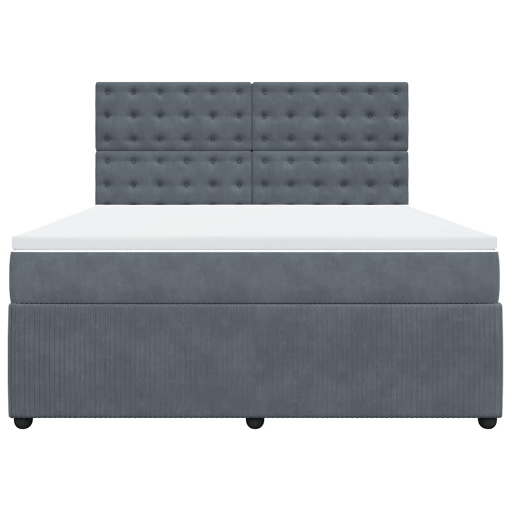 vidaXL Giroletto a Molle con Materasso Grigio Scuro 180x200 cm Velluto