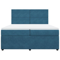 Giroletto a Molle con Materasso Blu 200x200 cm in Velluto 3294728