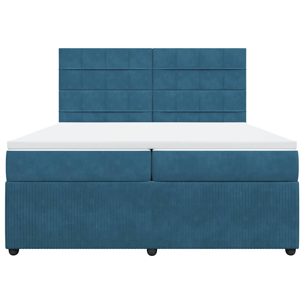 Giroletto a Molle con Materasso Blu 200x200 cm in Velluto