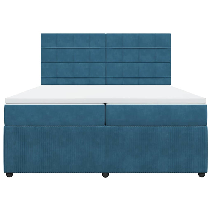 Giroletto a Molle con Materasso Blu 200x200 cm in Velluto