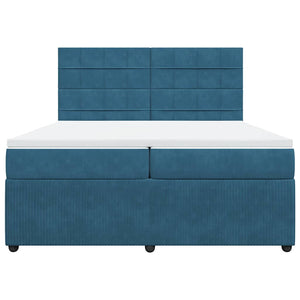 Giroletto a Molle con Materasso Blu 200x200 cm in Velluto 3294734