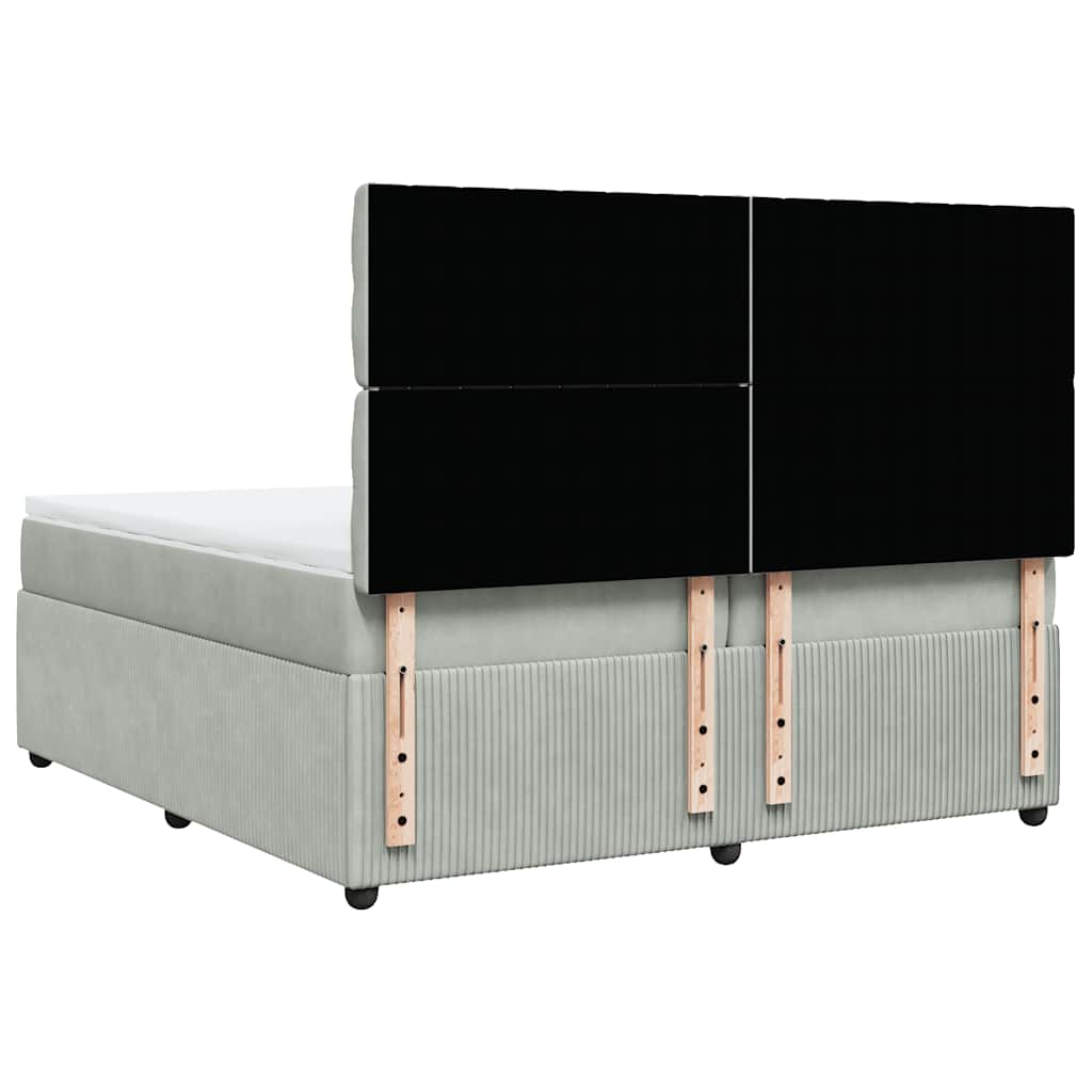 Giroletto a Molle con Materasso Grigio Chiaro 200x200cm Velluto