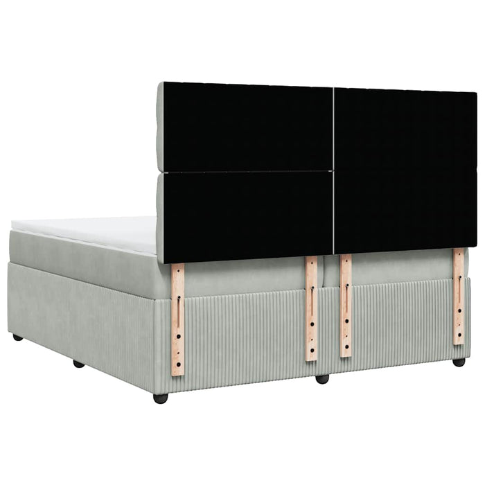 Giroletto a Molle con Materasso Grigio Chiaro 200x200cm Velluto