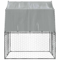 Box per Cani con Tetto e Anta Argento in Acciaio Zincato 3294908