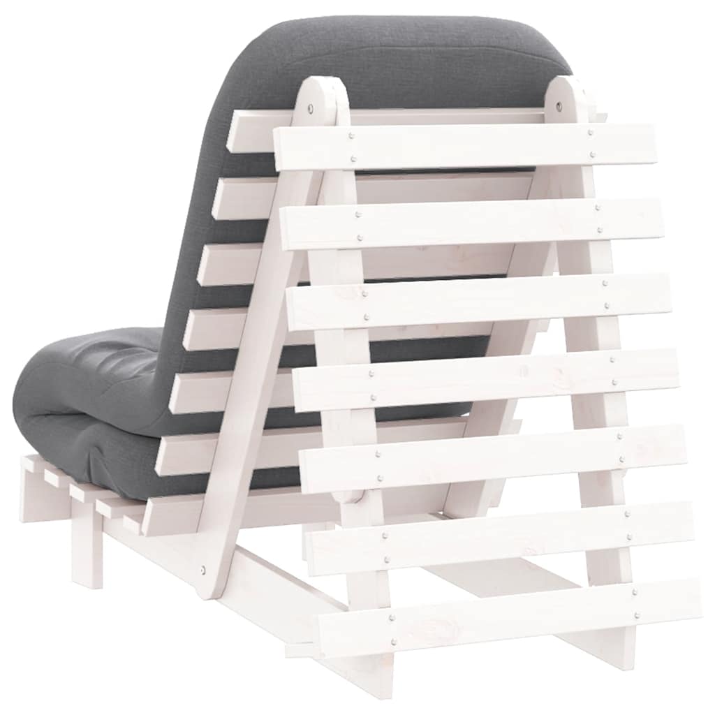 Divano Letto Futon con Materasso-Sofa Letto-Daybed Bianco 60x206x11cm Legno Pino