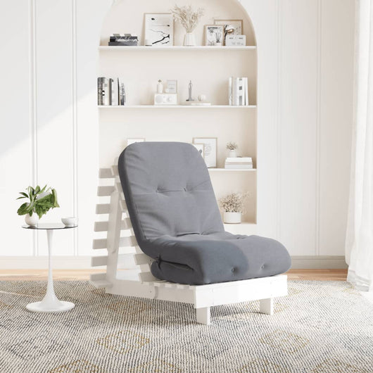 Divano Letto Futon con Materasso Bianco 60x206x11cm Legno Pino 846747