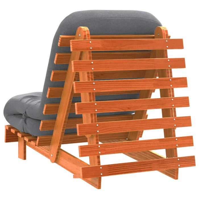 Divano Letto Futon con Materasso Marrone Cera 70x206x11cm Pino 846753