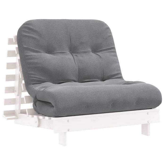 Divano Letto Futon con Materasso Bianco 90x206x11cm Legno Pino 846762
