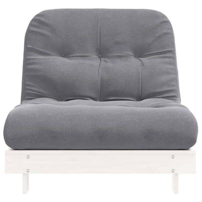 Divano Letto Futon con Materasso Bianco 90x206x11cm Legno Pino 846762