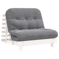 Divano Letto Futon con Materasso Bianco 100x206x11cm Legno Pino 846767