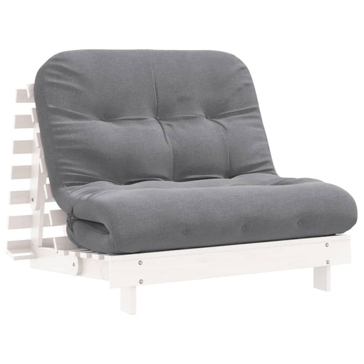 Divano Letto Futon con Materasso Bianco 100x206x11cm Legno Pino 846767