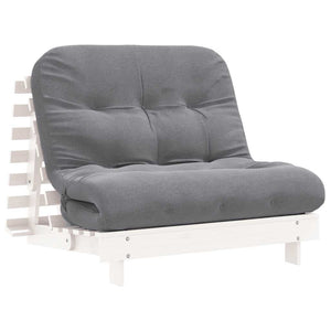 Divano Letto Futon con Materasso-Sofa Letto-Daybed Bianco 100x206x11cm Legno Pino
