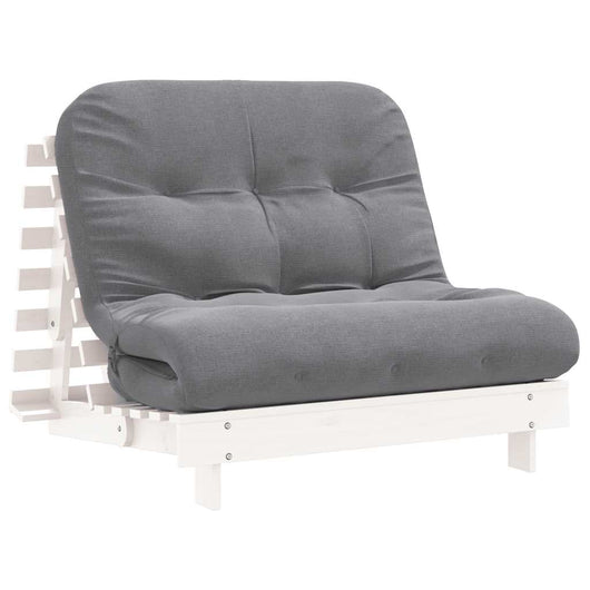 Divano Letto Futon con Materasso-Sofa Letto-Daybed Bianco 100x206x11cm Legno Pino