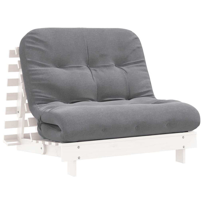 Divano Letto Futon con Materasso-Sofa Letto-Daybed Bianco 100x206x11cm Legno Pino