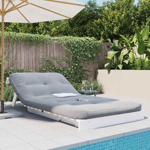 Divano Letto Futon con Materasso-Sofa Letto-Daybed Bianco 100x206x11cm Legno Pino