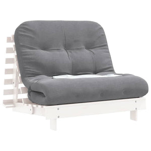 Divano Letto Futon con Materasso Bianco 100x206x11cm Legno Pino 846767