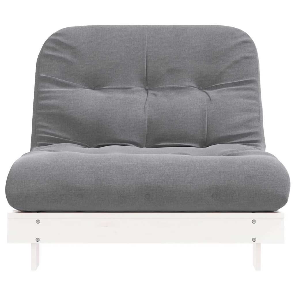 Divano Letto Futon con Materasso-Sofa Letto-Daybed Bianco 100x206x11cm Legno Pino