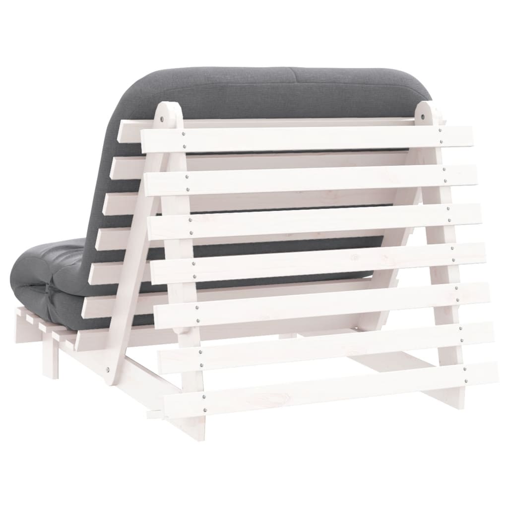 Divano Letto Futon con Materasso Bianco 100x206x11cm Legno Pino 846767