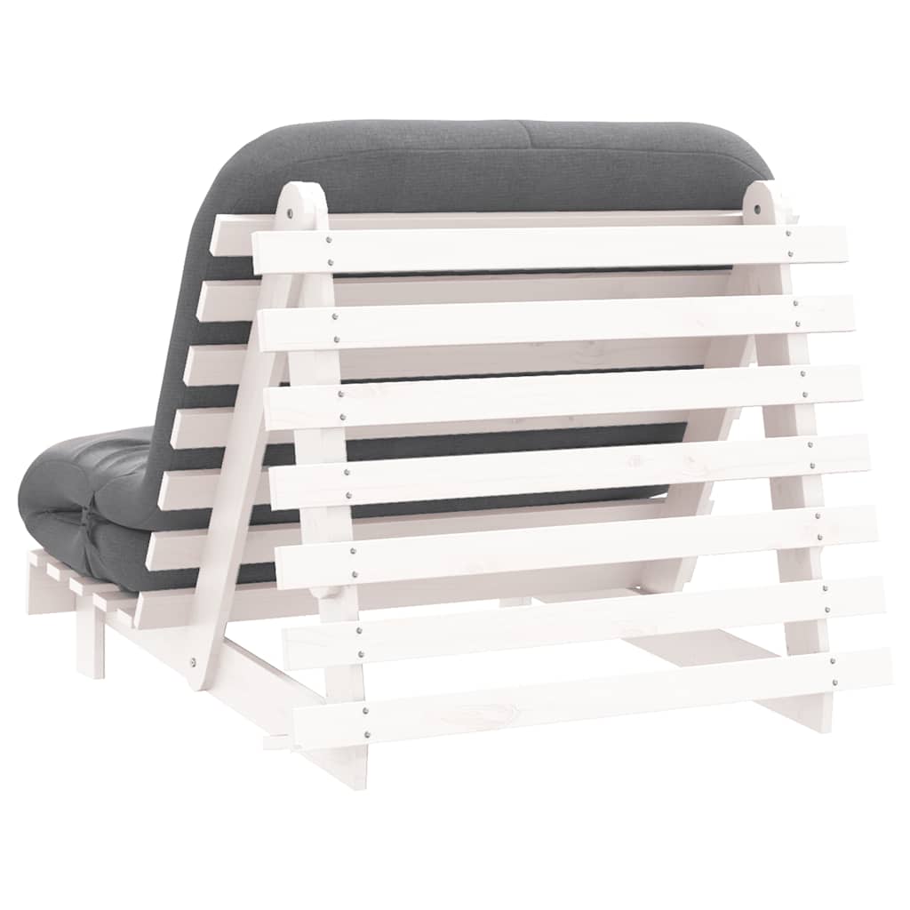 Divano Letto Futon con Materasso-Sofa Letto-Daybed Bianco 100x206x11cm Legno Pino