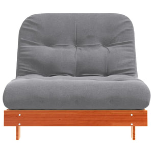 Divano Letto Futon con Materasso Marrone Cera 100x206x11cm Pino 846768