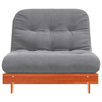 Divano Letto Futon con Materasso Marrone Cera 100x206x11cm Pino