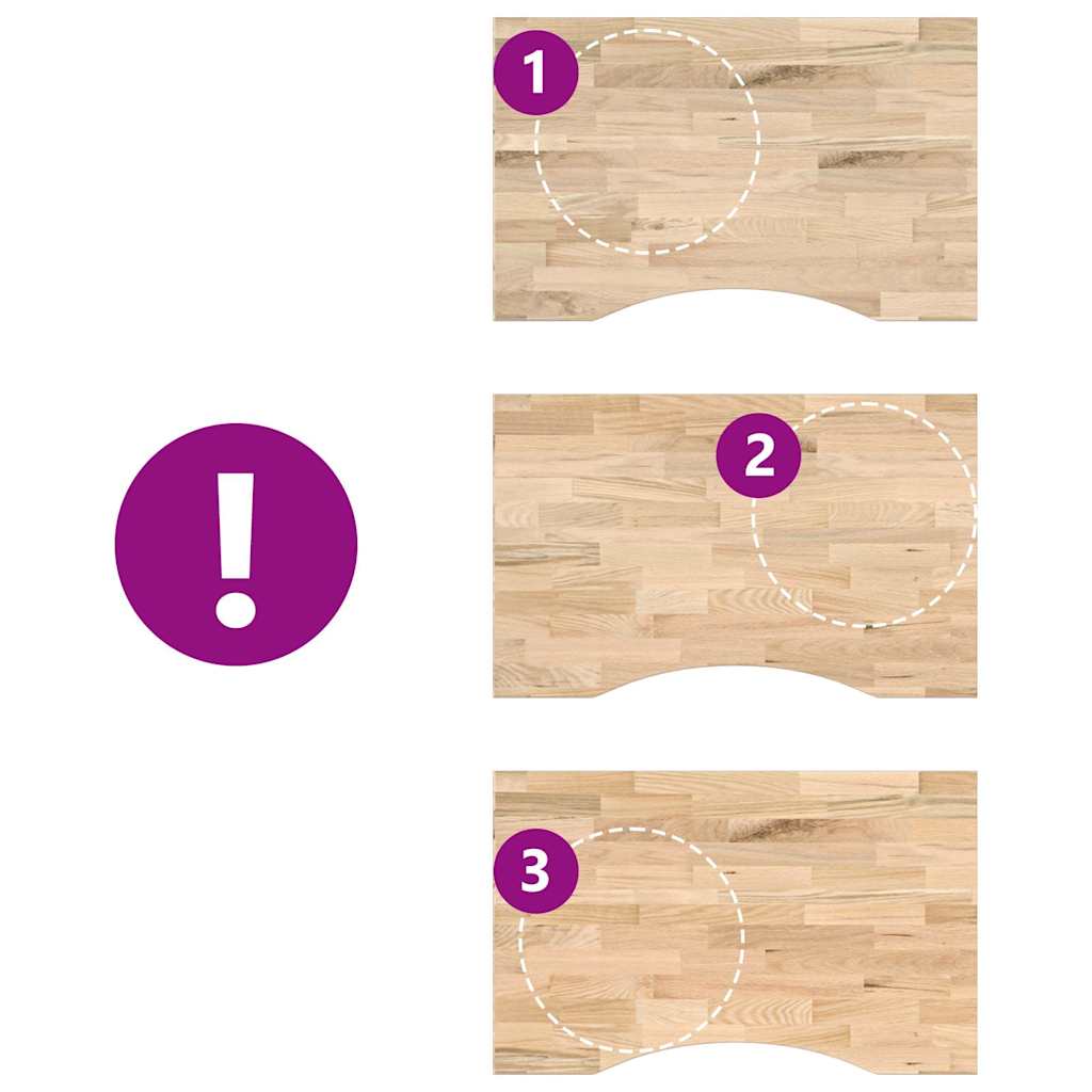 vidaXL Piano Scrivania 80x50x2,5 cm Rovere Massello Non Trattato