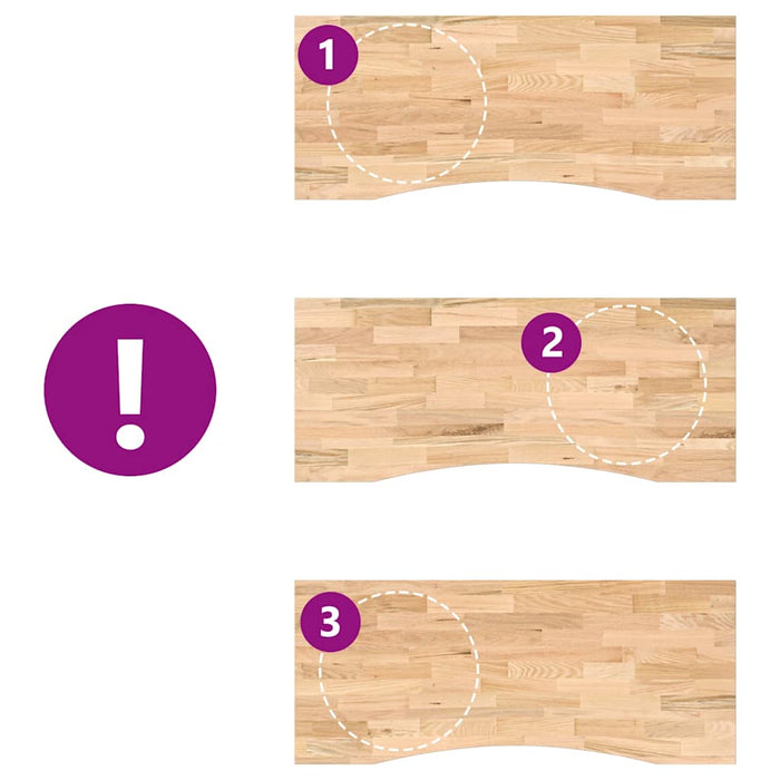 Piano Scrivania 120x50x2,5 cm Rovere Massello Non Trattato