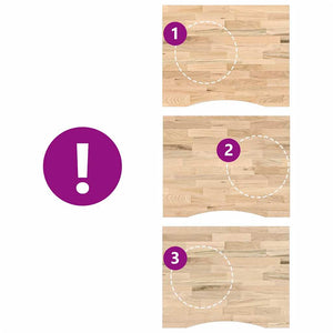 Piano Scrivania 100x80x2,5 cm Rovere Massello Non Trattato