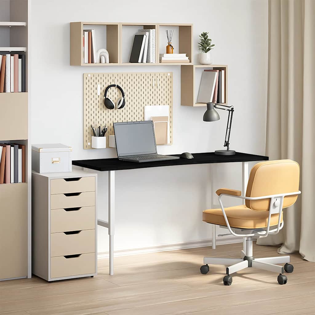 vidaXL Piano Scrivania Marrone Scuro 140x50x2,5 cm in Rovere Massello