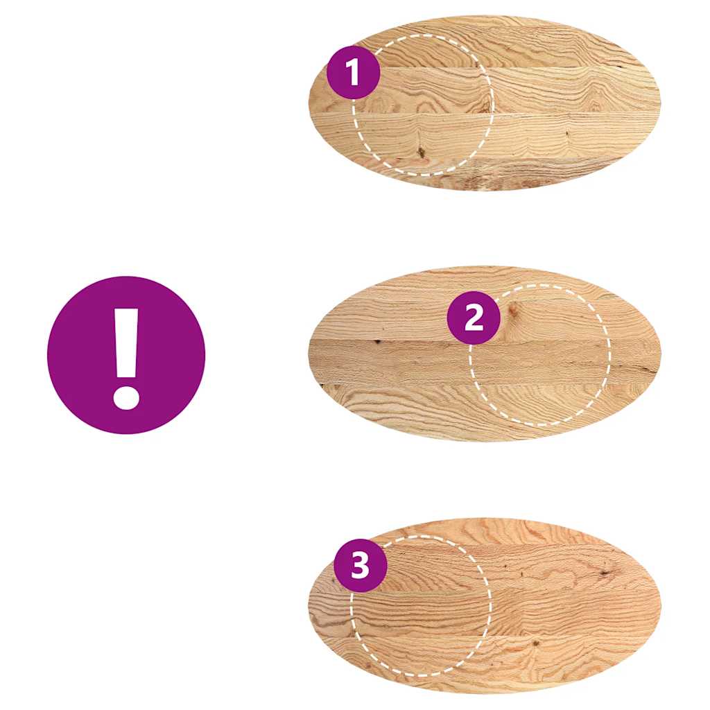 Piano per Tavolo 120x60x2 cm in Rovere Massello Ovale 4009039