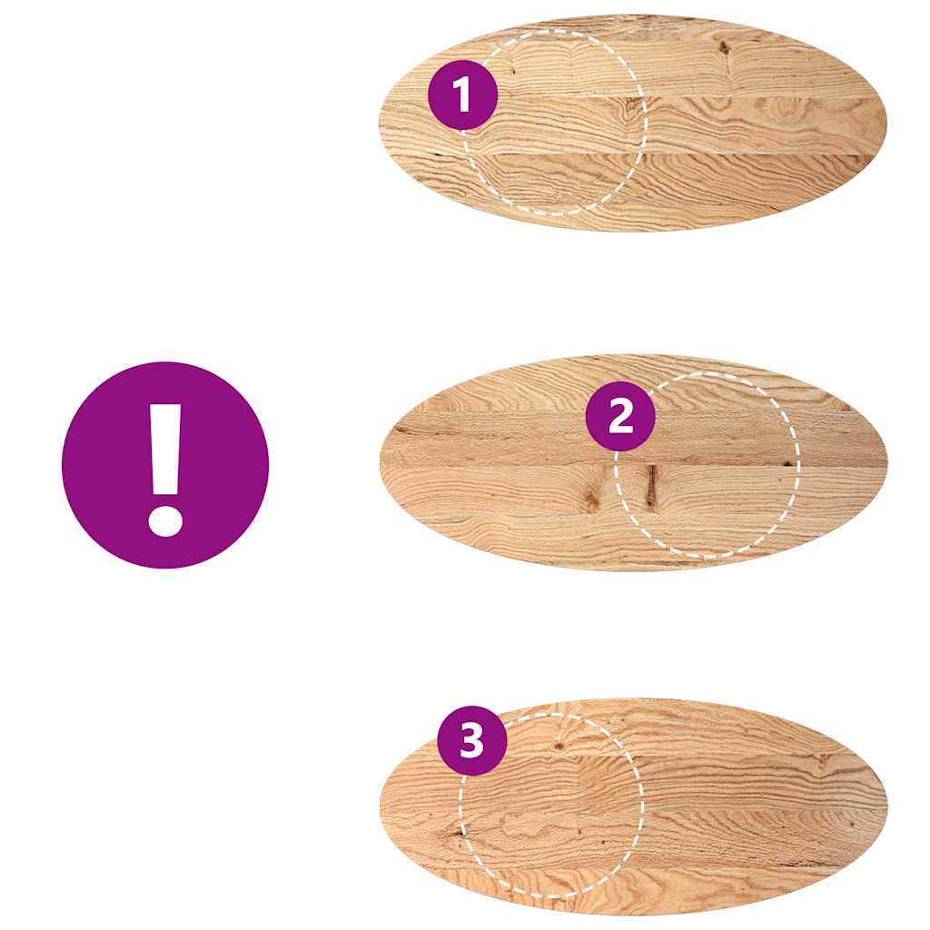 Piano per Tavolo 140x60x2 cm in Rovere Massello Ovale 4009040