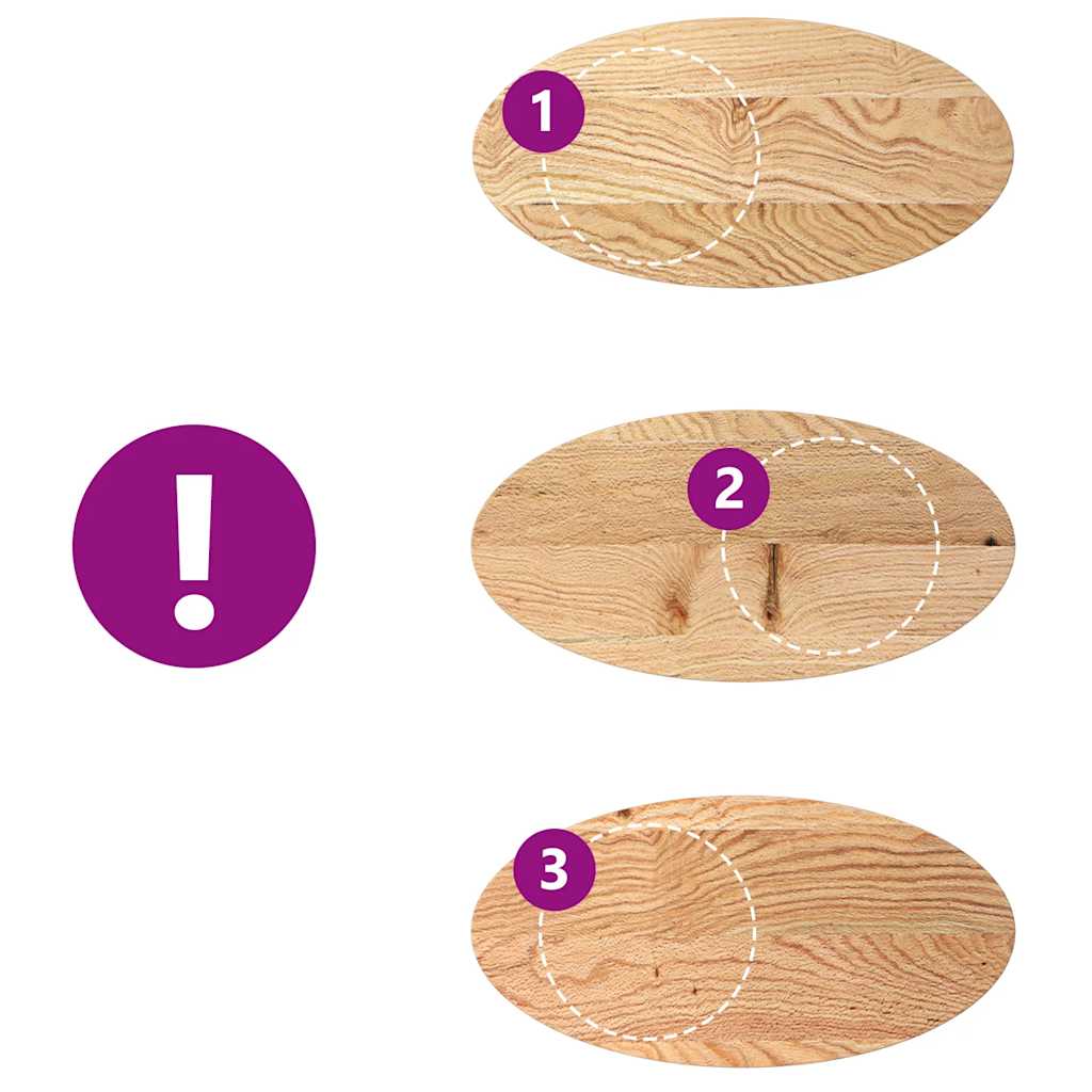 Piano per Tavolo 80x40x4 cm in Rovere Massello Ovale