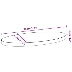 Piano per Tavolo 80x40x4 cm in Rovere Massello Ovale 4009041