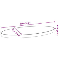 Piano per Tavolo 80x40x4 cm in Rovere Massello Ovale