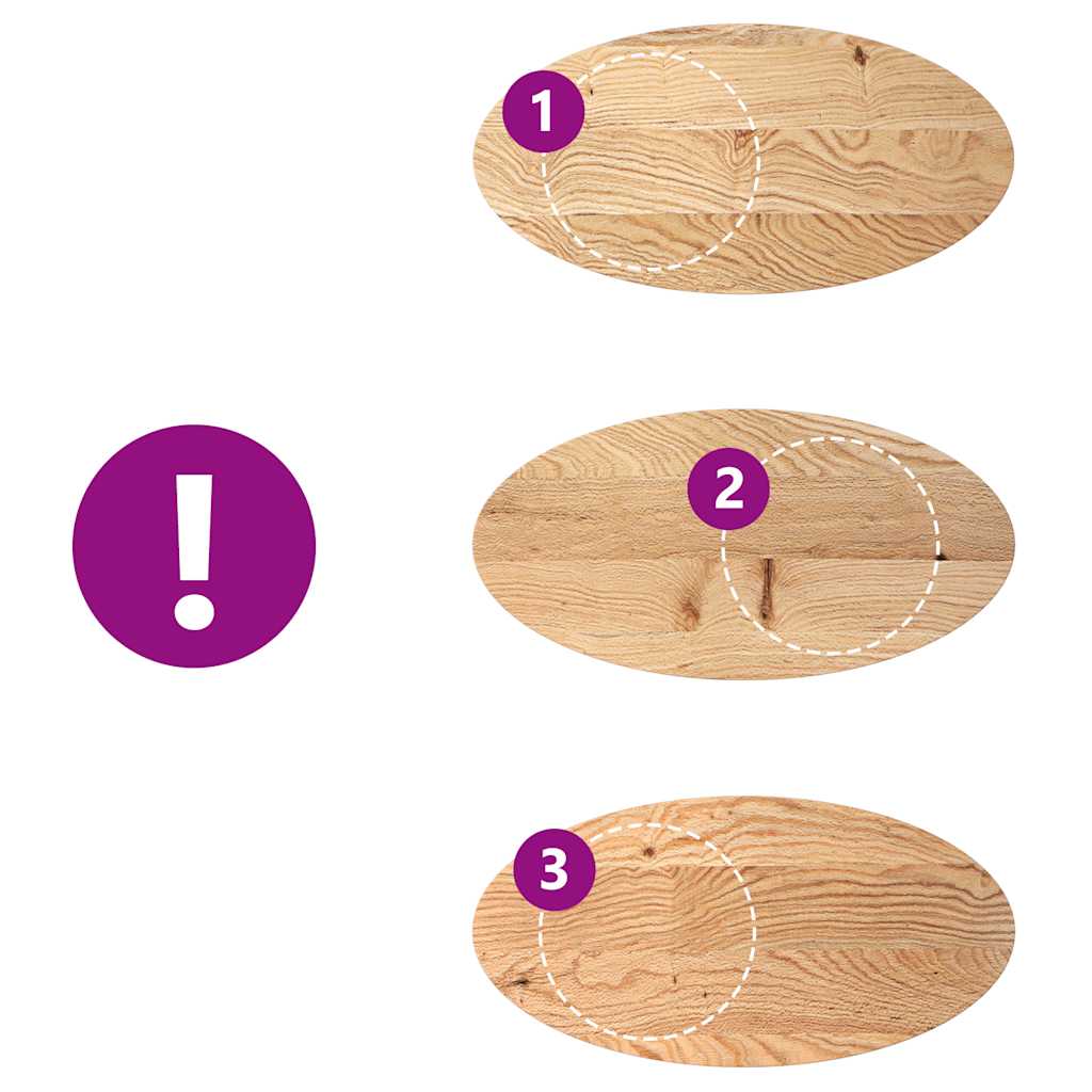 Piano per Tavolo 100x50x4 cm in Rovere Massello Ovale 4009042