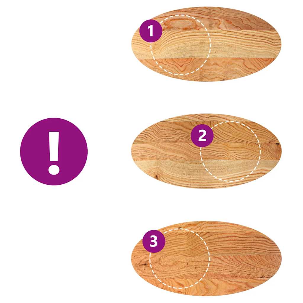 Piano Tavolo Marrone Chiaro 100x50x2cm in Rovere Massello Ovale 4009046