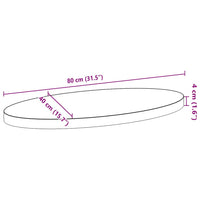 Piano Tavolo Marrone Chiaro 80x40x4 cm in Rovere Massello Ovale 4009049